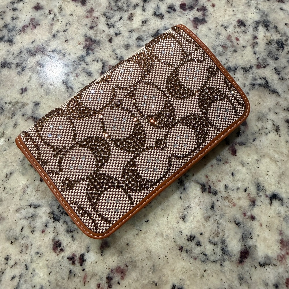 Coach Crystal Signature Jacquard Essential Slim Card Case